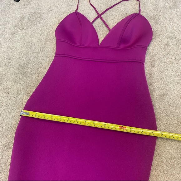 Bright purple deep V sweetheart neckline spaghetti strap bodycon bandage dress M - Picture 7 of 9